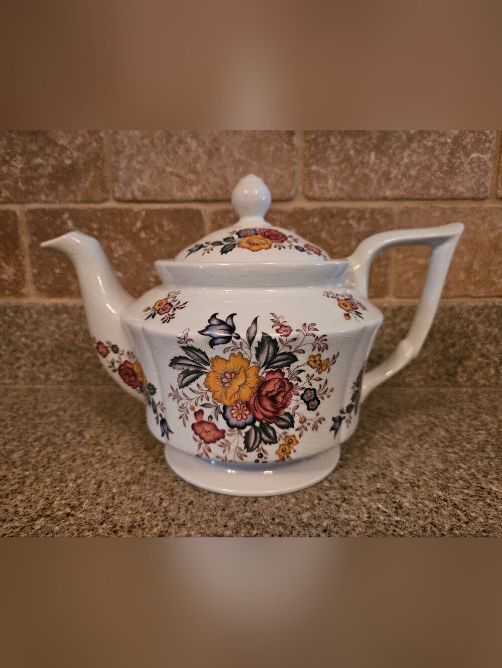 Antique Arthur Wood England Kew Floral Teapot Celadon Glaze